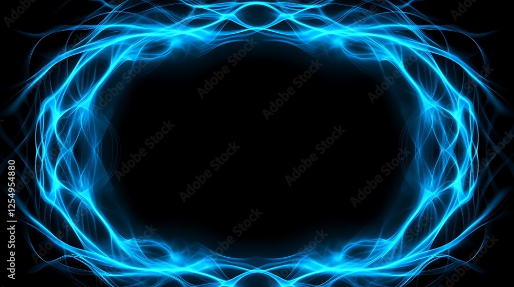 Aufkleber energy portal glowing fractal frame on black backdrop abstract design element for artistic projects