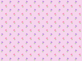 2色のチューリップのシームレスパターン（パープル）