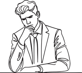 Consternated Businessman Line Drawing Illustration