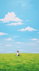 Fototapeta premium Dog at field nature landscape outdoors.
