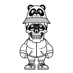 Mascot character design cartoon panda outline
