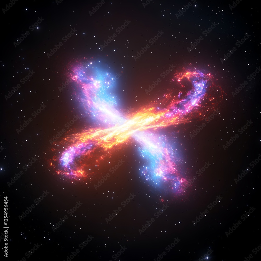 Poster enigmatic cosmic x formation galaxy nebula interstellar cloud collision stellar display universe 998