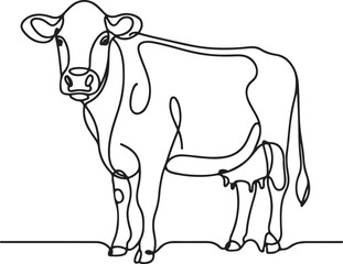 Minimalist Dairy Cow Line Drawing for Art Lovers
