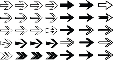  Big Black Pointer Arrows Icon Set. Modern Arrows Set Flat Different Arrows Collection Of Concept For Web Design, Mobile Apps, User Interface And More Vector Illustration Isolated on White Background.