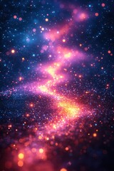 Colorful cosmic swirl reveals the beauty of a starry night sky filled with vibrant, glowing particles