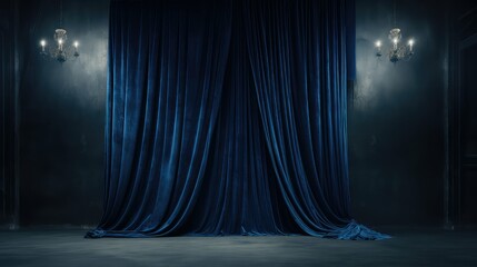 curtain blue velvet texture