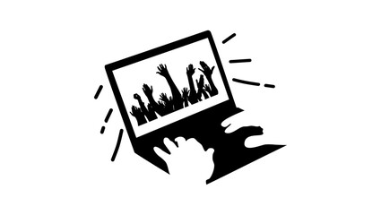 Fototapeta premium power of social media, black isolated silhouette