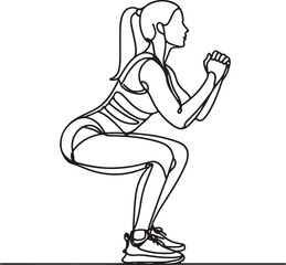 Line Drawing of a Woman Squatting
