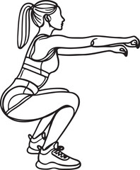 Line Drawing of a Woman Squatting