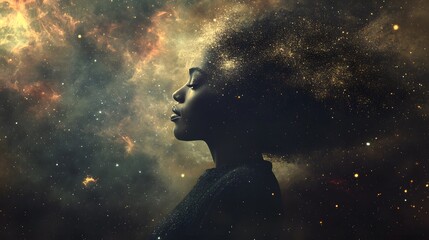 Obraz premium A dark and moody album cover featuring an abstract depiction of the head 