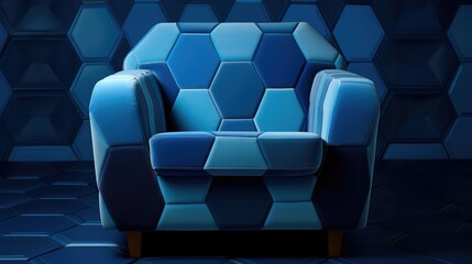Fototapeta premium symmetrical blue hexagon pattern