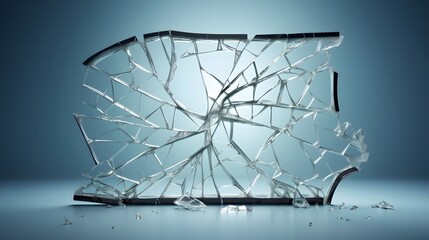 Broken and Cracked Picture Frame with Shattered Glass in the Middle Representing Damage Decay and Emotional Distress