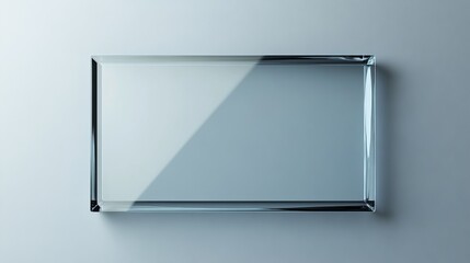 empty transparent rectangle on light background, top view, mock up, mockup