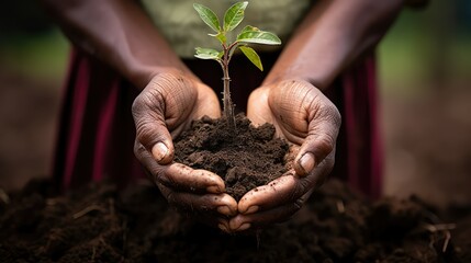 sustainability african american planting trees