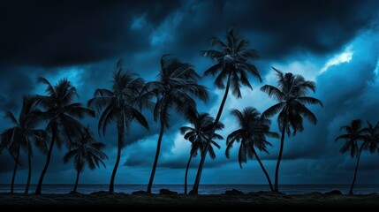 Obraz premium dramatic blue palm trees