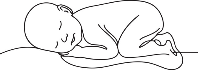 Cute Newborn Baby Line Art Illustration