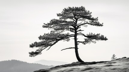 contrast black and white pine tree