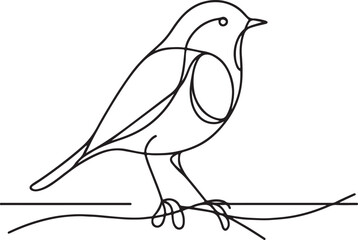 Stunning Line Drawing of Robin Bird