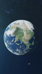 Fototapeta premium Earth from Space Detailed View of Europe and Asia Continents, Planet Texture, Astronomy
