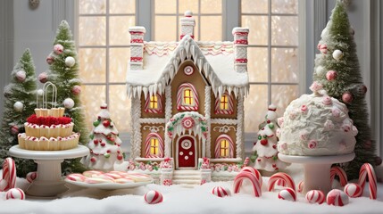 Naklejka premium table white gingerbread house