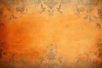 Vintage elegant pattern print orange paper architecture backgrounds wall.