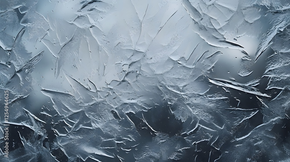 Poster mesmerizing close up view of intricate frost patterns and crystalline formations adorning the surfac
