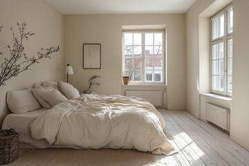 Minimalist Scandinavian Bedroom with Natural Light