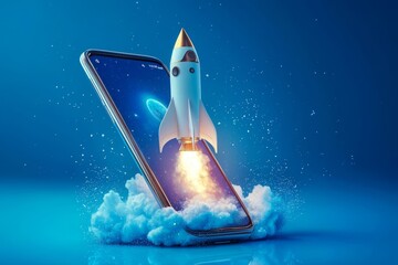 Stunning visual of a rocket launching from a smartphone.