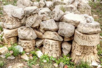 Marble Ancient Pillar Parts Stacked
