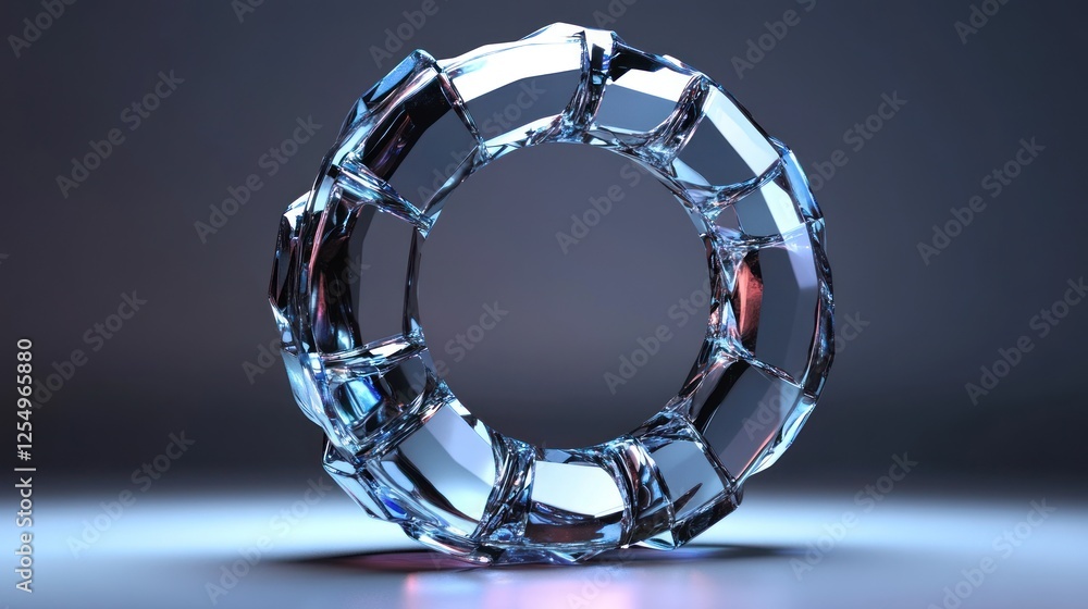 Canvas Prints Abstract blue glass ring, fragmented, 3D render.