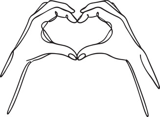 Line Drawing of Two Hands Forming Heart Shape