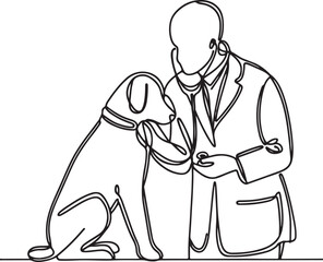 Line Art of Veterinarian with Stethoscope