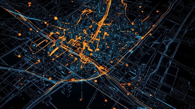 Infographic-style city map highlighting tech hubs and urban landmarks.