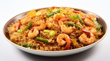 shrimp chinese food on white background