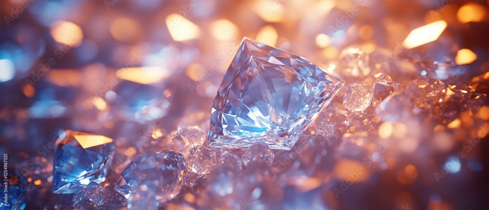 Poster sparkling diamonds on a bed of light creating a luxurious and elegant visual feast