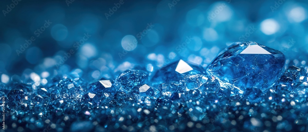 Poster dazzling array of blue gems sparkling with light and clarity in a macro close up view
