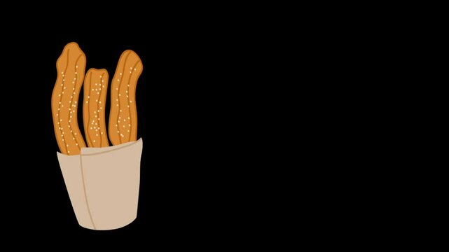 Mexican Churros Pastry and Sweet Chocolate Food animation
