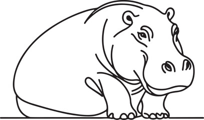 Hippopotamus Line Art Prints & Designs