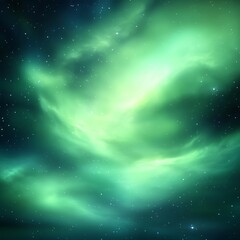 Ethereal Emerald Galaxy Illuminated Cosmic Expanse in the Celestial Sphere of Stars and Nebulae