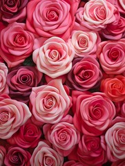 Naklejka premium Vertical top view red and pink rose love and wedding decoration Valentines day background