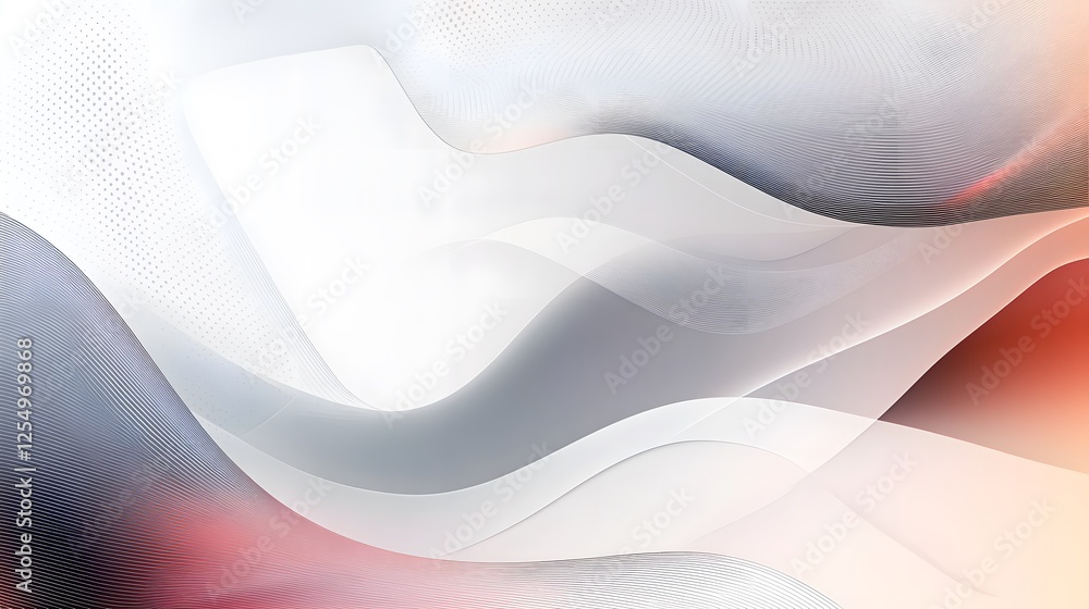 Poster abstract dynamic waves interplay with gradients of white and gray