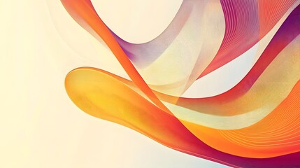 Fototapeta premium Abstract ribbons of orange and purple tones weave across image