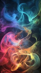 A dark gradient background with swirling lines in vibrant colors, creating an abstract and dynamic pattern
