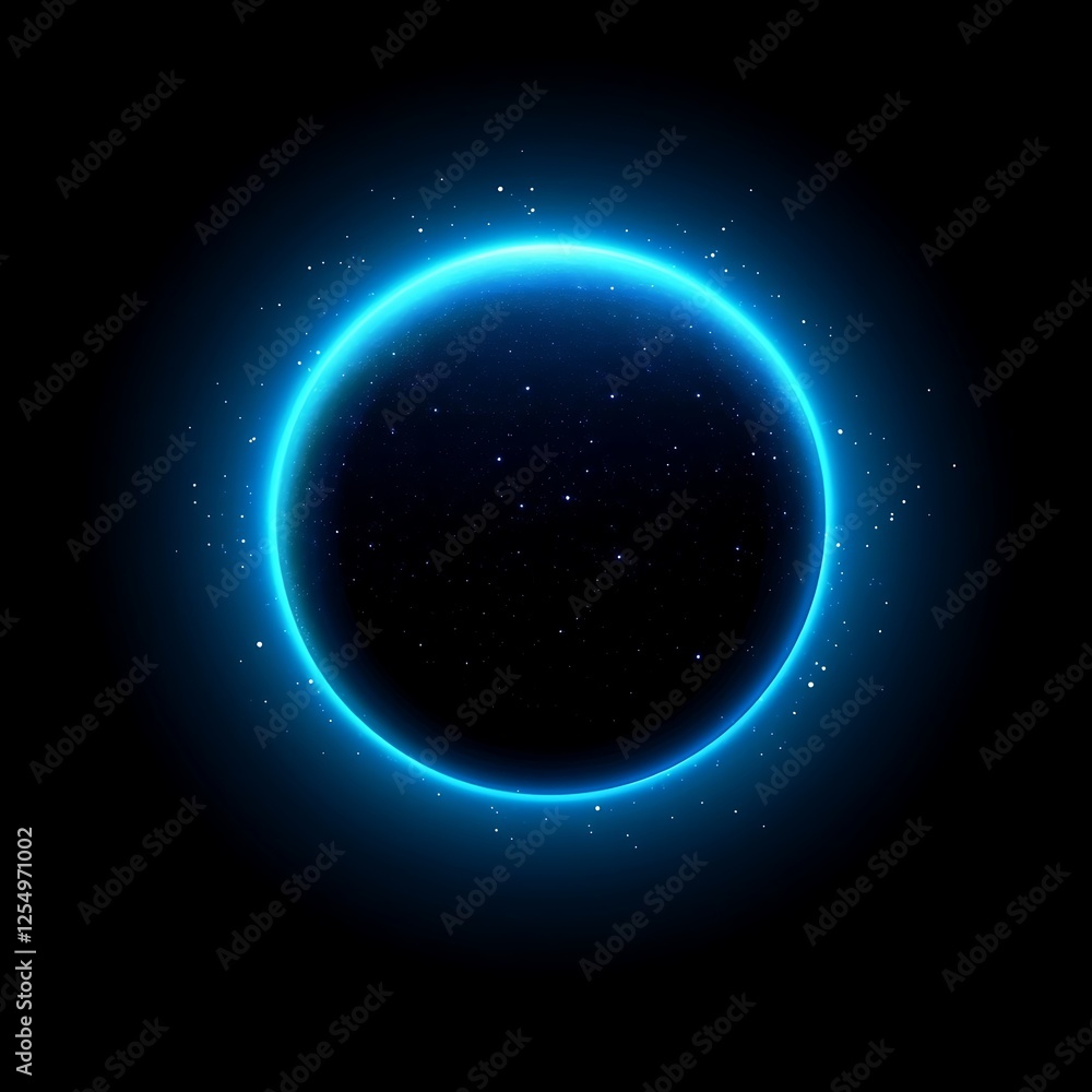 Poster ethereal glow of a celestial sphere in the void of space illuminated by distant starlight
