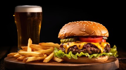 cheese cheeseburger beer