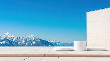 White Architectural Structure With Mountain View