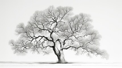 Fototapeta premium sketch continuous line drawing tree