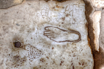 Ancient Marble Primitive Etching 