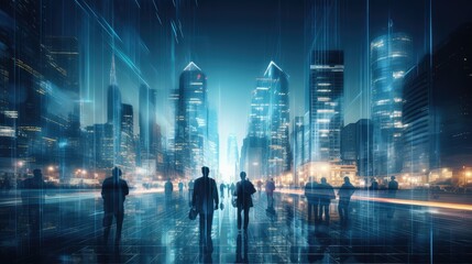 skyline blue blurred background