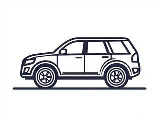 Fototapeta premium vector illustration, line Icon of a car on a white background 